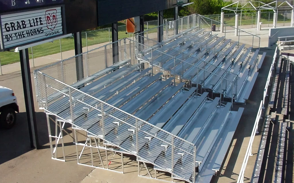 Outdoor non-elevated bleachers overhead view.