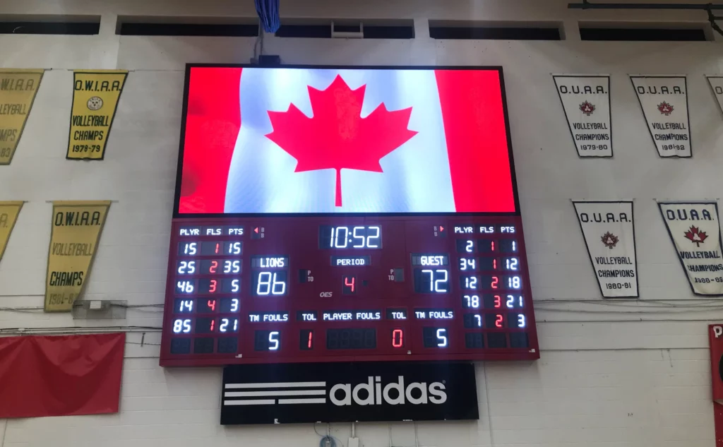 Basketball scoreboard and videoboard.